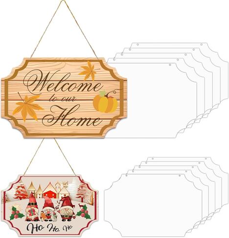 Leafcraft 6 حزمة 8 بوصة التسامي باب شماعات باب علامة مستطيل الفراغات الألومنيوم مزدوجة الجانب للطباعة جدار معدني معلق زخرفة للصحافة الحرارة، DIY الحرفية، ديكور لوحة مخصصة (نمط خمر) in Kuwait