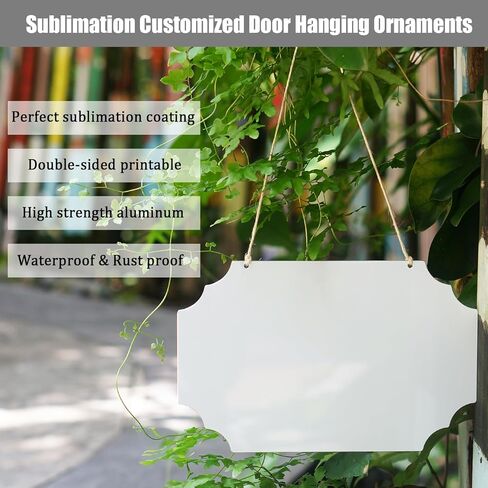 Leafcraft 6 حزمة 8 بوصة التسامي باب شماعات باب علامة مستطيل الفراغات الألومنيوم مزدوجة الجانب للطباعة جدار معدني معلق زخرفة للصحافة الحرارة، DIY الحرفية، ديكور لوحة مخصصة (نمط خمر) in Kuwait