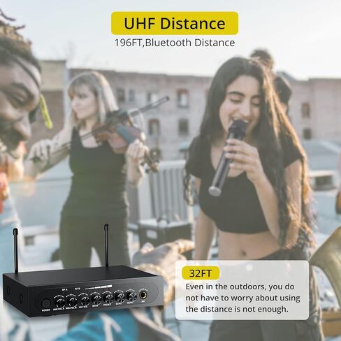 PROZOR UHF Wireless Microphone with Volume Treble Bass Echo Control, Wireless Rechargeable Mic Dual Handheld Dynamic Mic System with Rechargeable Receiver, for Karaoke Machines, DJ, Church, Weddings in Kuwait
