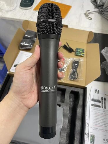 PROZOR UHF Wireless Microphone with Volume Treble Bass Echo Control, Wireless Rechargeable Mic Dual Handheld Dynamic Mic System with Rechargeable Receiver, for Karaoke Machines, DJ, Church, Weddings in Kuwait