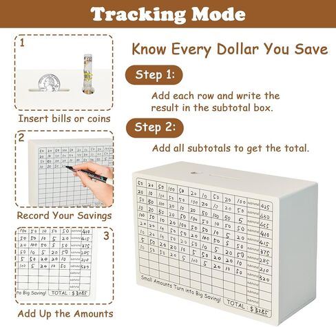 Wooden Money Saving Box with Tracker,Cash Saving Challenge Box with Money Target,Cion Cash Vault for Adults Kids, Piggy Bank for Boys and Girls (Dark Brown) in Saudi Arabia
