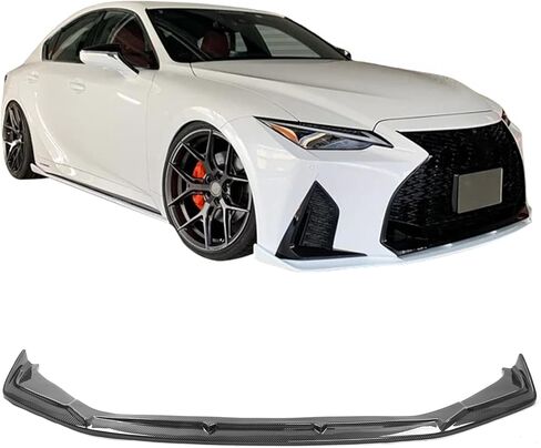 حافة ممتصة للصدمات الأمامية من IKON MOTORSPORTS، متوافقة مع 2021-2025 Lexus IS350 IS300 F Sport، نمط IKON V2 من ألياف الكربون المطبوعة من بلاستيك ABS وغطاء حماية للذقن، قطعة واحدة in Saudi Arabia