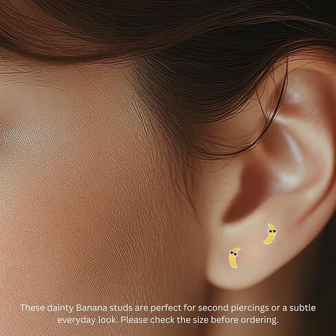 SAE99 Fruit & Vegetable .925 Sterling-Silver Tiny Stud Earrings for Cartilage, Helix, 2nd Ear Piercing (Nickel Free) in Saudi Arabia