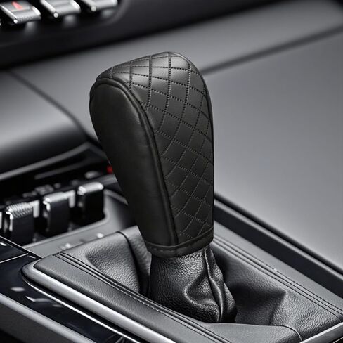 Leather Car Gear Shift Cover,Upgraded Anti-Slip Dust Waterproof Auto Stick Shift Knob Covers,Soft Breathable Gear Shifter Stick Protector,Car Decorative Accessories for Most Vehicles (BlackRed) in Saudi Arabia