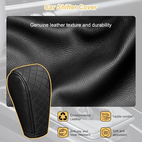 Leather Car Gear Shift Cover,Upgraded Anti-Slip Dust Waterproof Auto Stick Shift Knob Covers,Soft Breathable Gear Shifter Stick Protector,Car Decorative Accessories for Most Vehicles (BlackRed) in Saudi Arabia