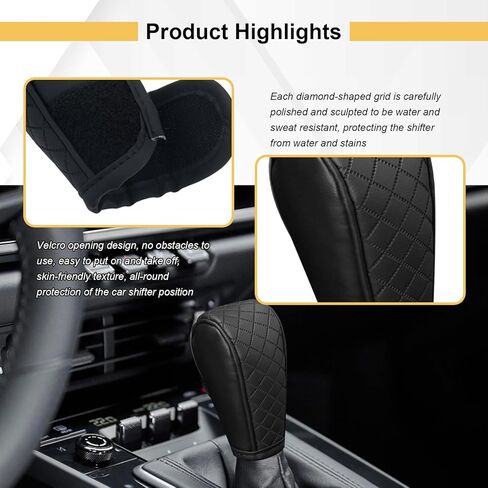 Leather Car Gear Shift Cover,Upgraded Anti-Slip Dust Waterproof Auto Stick Shift Knob Covers,Soft Breathable Gear Shifter Stick Protector,Car Decorative Accessories for Most Vehicles (BlackRed) in Saudi Arabia