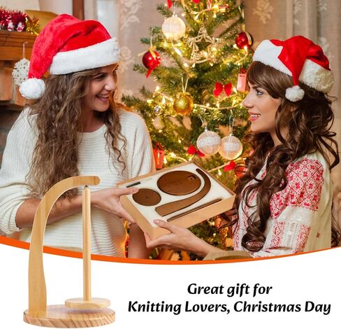 حامل كرات غزل خشبي مع موزع البندول المغناطيسي - هدية كروشيه لمحبي الحياكة (بني) in Kuwait