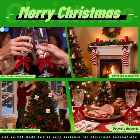 24 قطعة من الأقواس المخملية الحمراء مقاس 3.5 بوصة لشجرة عيد الميلاد مع أربطة ذهبية ملتوية، وأقواس صغيرة مصنوعة مسبقًا للشجرة، وأكاليل الزهور، وتغليف الهدايا، والسلال، وحفلات الزفاف، والاستحمام، والحرف اليدوية للعطلات (أحمر) in Kuwait