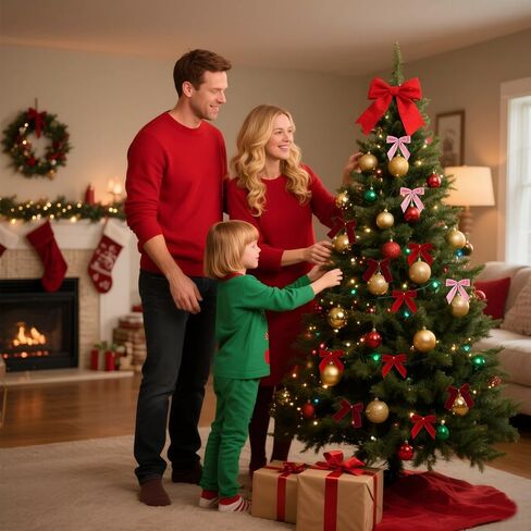 24 قطعة من الأقواس المخملية الحمراء مقاس 3.5 بوصة لشجرة عيد الميلاد مع أربطة ذهبية ملتوية، وأقواس صغيرة مصنوعة مسبقًا للشجرة، وأكاليل الزهور، وتغليف الهدايا، والسلال، وحفلات الزفاف، والاستحمام، والحرف اليدوية للعطلات (أحمر) in Kuwait