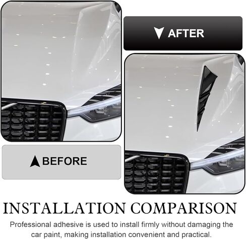 2 PCS Car Hood Side Vent Shark Gill Spoilers, Shark Fin Wind Blade Trim, Airflow Intake Decorative Ventilation Cover, Universal Self-adhesive Exterior Modification for Most Cars (Black) in Saudi Arabia