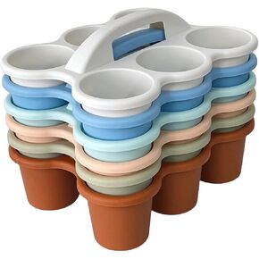 سلة تخزين العلبة المكونة من 6 قطع من RAUVOLFIA للفصل الدراسي مع مقبض، حامل علبة أكواب المشروبات البلاستيكية، 6 مقصورات للأطفال، الطاولة، المكتب، الفنون، الحرف اليدوية، قلم التلوين، قلم التحديد، قلم الرصاص، اللوازم المدرسية (قوس قزح) in Kuwait