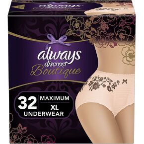 Always Discreet Boutique Incontinence and Postpartum Underwear for Women, Maximum Protection, S/M, Black, 20 Count (Packaging May Vary) in Kuwait