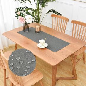 Waterproof Faux Linen Table Runner Farmhouse Short Mist Blue Table Runner 36 Inches Rustic Washable Table Runner Dresser Scarf for Kitchen Dining Room Indoor Outdoor 13x36 Inch in Kuwait