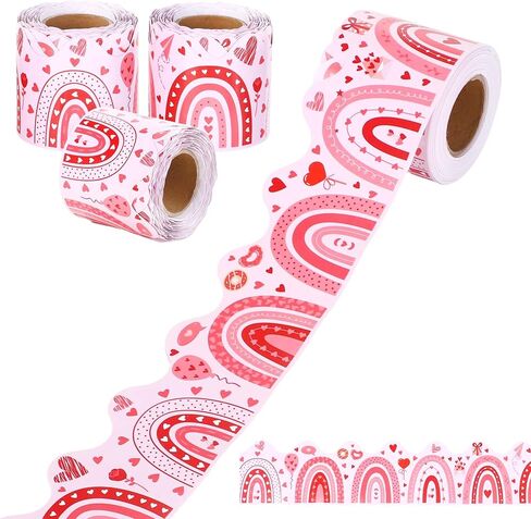 Aodaer 3 Rolls 98.4 FT Sky Sky Cloud Bulletin Board Borders Trims Scalloped Scalloped Scalloped Scrall على شكل سحابة على شكل فصول دراسية مدفوقة على الحدود in Kuwait