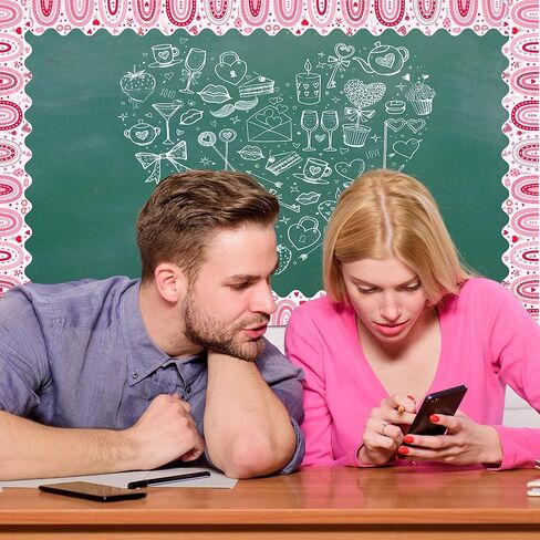 Aodaer 3 Rolls 98.4 FT Sky Sky Cloud Bulletin Board Borders Trims Scalloped Scalloped Scalloped Scrall على شكل سحابة على شكل فصول دراسية مدفوقة على الحدود in Kuwait