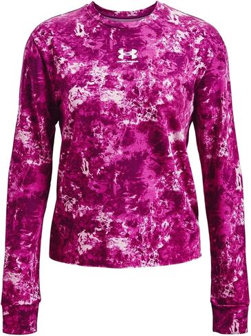 Under Armour Rival Terry Print Crew (Pace Pink-White, Large) in Saudi Arabia