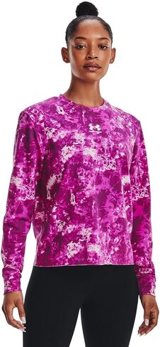 Under Armour Rival Terry Print Crew (Pace Pink-White, Large) in Saudi Arabia