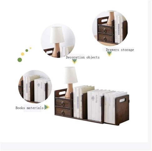 رف الكتب المكتبي من الخيزران بلون الجوز، رف رف عرض سطح المكتب، رف كتب سطح المكتب قابل للتوسيع متعدد الأغراض للمطبخ المنزلي أو رف الكتب الصغير للدراسة in Saudi Arabia