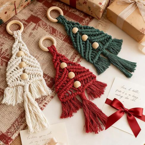مجموعة Macrame للمبتدئين مع دروس فيديو خطوة بخطوة DIY مجموعة أدوات يدوية للتعليق على الحائط لشجرة عيد الميلاد للبالغين والأطفال والعائلة والعطلات والنشاط الإبداعي لديكور المنزل بوهو فكرة هدية فريدة (أ) in Kuwait