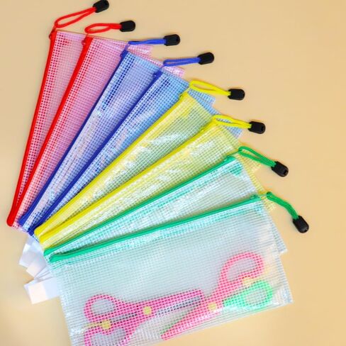 8-Pack Zipper Pouch Bags, Water-Resistant File Organizers, Multi-Color (Red/Yellow/Blue/Green).LCS. in Saudi Arabia
