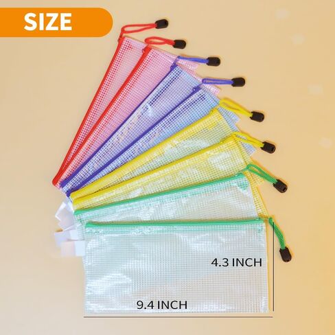 8-Pack Zipper Pouch Bags, Water-Resistant File Organizers, Multi-Color (Red/Yellow/Blue/Green).LCS. in Saudi Arabia