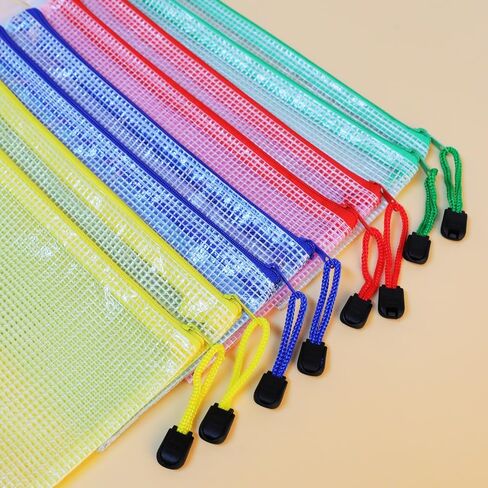 8-Pack Zipper Pouch Bags, Water-Resistant File Organizers, Multi-Color (Red/Yellow/Blue/Green).LCS. in Saudi Arabia