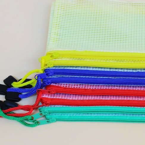 8-Pack Zipper Pouch Bags, Water-Resistant File Organizers, Multi-Color (Red/Yellow/Blue/Green).LCS. in Saudi Arabia