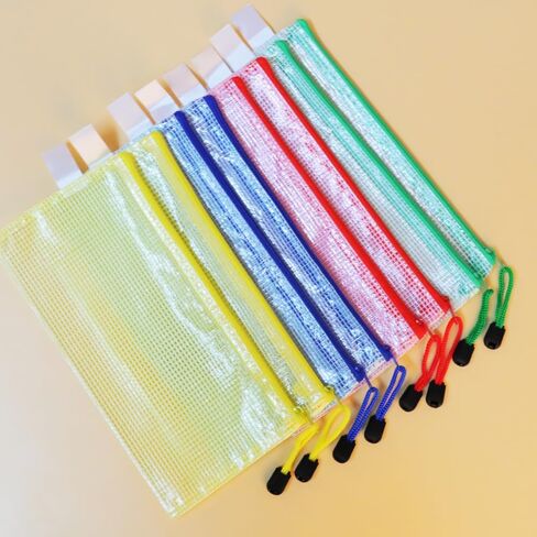 8-Pack Zipper Pouch Bags, Water-Resistant File Organizers, Multi-Color (Red/Yellow/Blue/Green).LCS. in Saudi Arabia