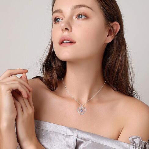 Daughter Necklace from Dad Mom Grandmother 925 Sterling Silver Rose Flower Forever Love Heart Pendant Necklace Embellished with Crystals from Austria Crystal Jewelry Daughter Gifts in Saudi Arabia