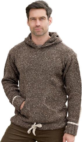 Aran Crafts Irish Mens Kangaroo Pocket Sweater, 100% Donegal Wool (K3084) in Saudi Arabia