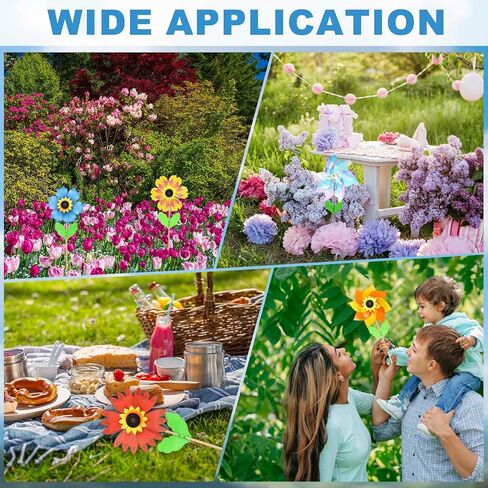 HARFINGTON Pinwheels 4.7" Wind Spinner Reflective Pinwheels 7 Leaves Wooden Windmill with Wooden Sticks for Garden Yard Patio Lawn Outdoor Party Favors Gifts, Colorful in Saudi Arabia