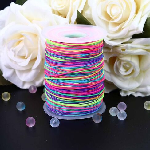 1 Roll 1mm Stretchy Bracelet String, 100 Meters Sturdy Rainbow Elastic String Elastic Cord for Jewelry Making, Necklaces, Beading and Crafts in Saudi Arabia