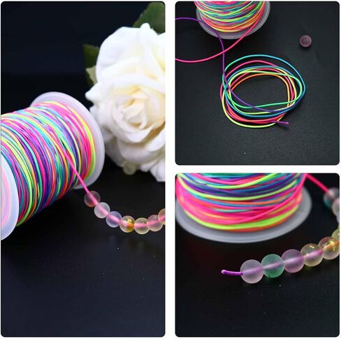 1 Roll 1mm Stretchy Bracelet String, 100 Meters Sturdy Rainbow Elastic String Elastic Cord for Jewelry Making, Necklaces, Beading and Crafts in Saudi Arabia