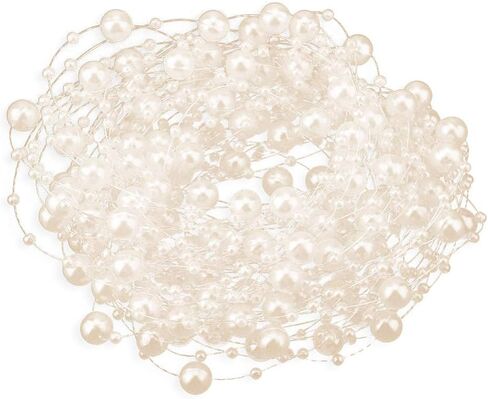 10M Fishing Thread Beads Chain, DIY Wedding Party Decoration for Holding Flowers, Flower Shop Decoration Beads, DIY Accessories(Beige) in Saudi Arabia
