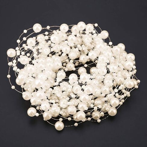 10M Fishing Thread Beads Chain, DIY Wedding Party Decoration for Holding Flowers, Flower Shop Decoration Beads, DIY Accessories(Beige) in Saudi Arabia