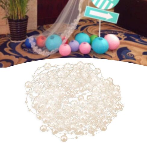 10M Fishing Thread Beads Chain, DIY Wedding Party Decoration for Holding Flowers, Flower Shop Decoration Beads, DIY Accessories(Beige) in Saudi Arabia
