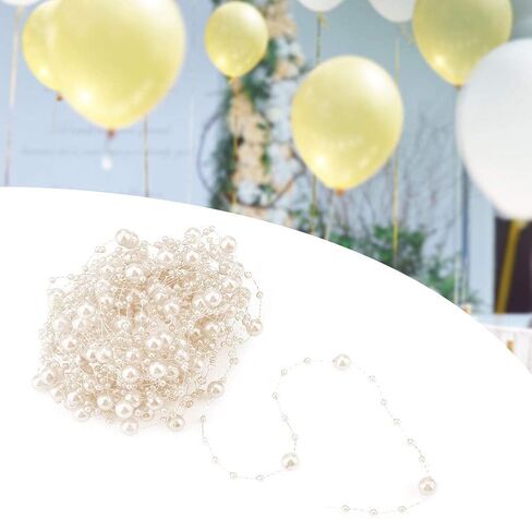 10M Fishing Thread Beads Chain, DIY Wedding Party Decoration for Holding Flowers, Flower Shop Decoration Beads, DIY Accessories(Beige) in Saudi Arabia