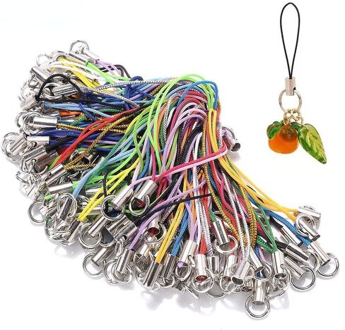 100Pcs Mix Polyester Cord with Jump Ring Lanyard Rope for Making Keychain DIY Craft Pendant Handmade Materials (100pcs-random Mix) in Saudi Arabia