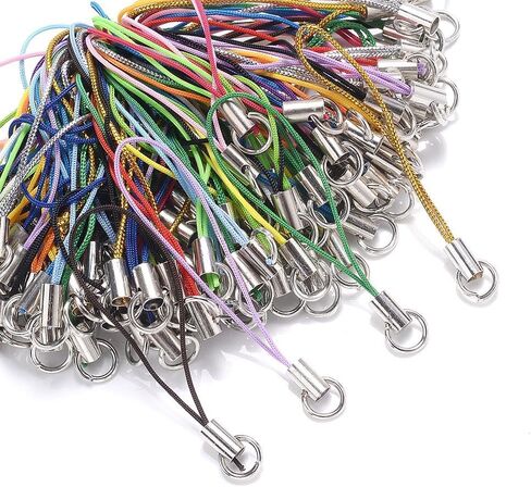 100Pcs Mix Polyester Cord with Jump Ring Lanyard Rope for Making Keychain DIY Craft Pendant Handmade Materials (100pcs-random Mix) in Saudi Arabia
