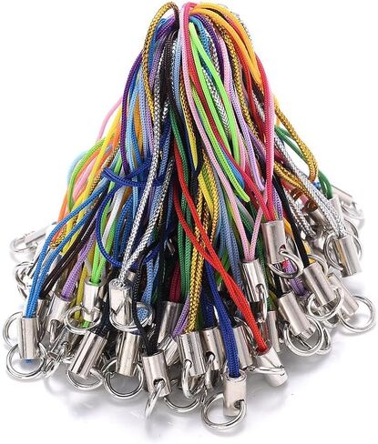 100Pcs Mix Polyester Cord with Jump Ring Lanyard Rope for Making Keychain DIY Craft Pendant Handmade Materials (100pcs-random Mix) in Saudi Arabia