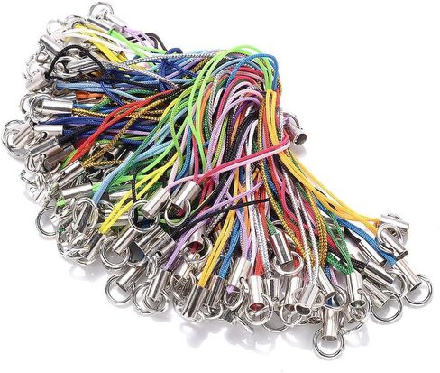 100Pcs Mix Polyester Cord with Jump Ring Lanyard Rope for Making Keychain DIY Craft Pendant Handmade Materials (100pcs-random Mix) in Saudi Arabia