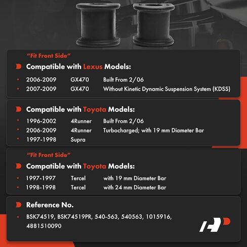 A-Premium 2 x Front or Rear Sway Bar Bushing Kit, Compatible with Toyota 4Runner 1996-2002/2006-2009, Supra 1997-1998, Tercel 1997-1998 & Lexus GX470 2006-2009 in Saudi Arabia