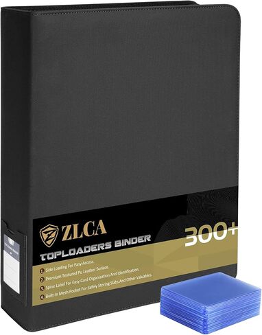 ZLCA Top Loader Binder-9 Pocket, Hold 324 Cards，Trading Card Binder Includes 20 Top Loaders, Top Loaders Binder for Sport Card, MTG, TCG（Black） in Saudi Arabia