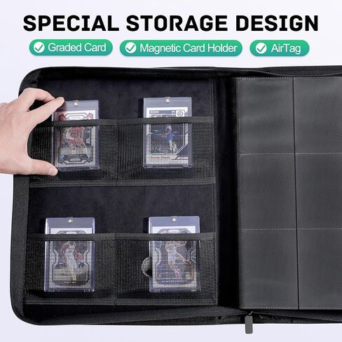 ZLCA Top Loader Binder-9 Pocket, Hold 324 Cards，Trading Card Binder Includes 20 Top Loaders, Top Loaders Binder for Sport Card, MTG, TCG（Black） in Saudi Arabia