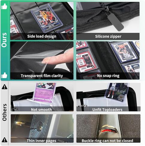 ZLCA Top Loader Binder-9 Pocket, Hold 324 Cards，Trading Card Binder Includes 20 Top Loaders, Top Loaders Binder for Sport Card, MTG, TCG（Black） in Saudi Arabia