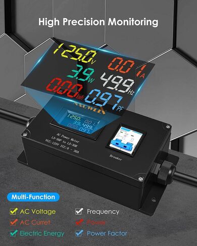 30A AC Power Meter, 125V L5-30P to L5-30R LCD Display Digital Multimeter Tester for Generator, Watt Ammeter Voltmeter, Current Voltage Frequency Power Factor Monitor in Kuwait