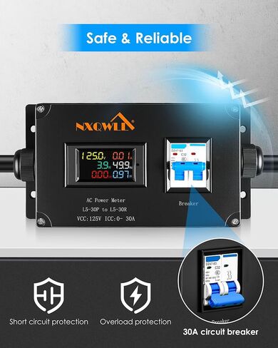 30A AC Power Meter, 125V L5-30P to L5-30R LCD Display Digital Multimeter Tester for Generator, Watt Ammeter Voltmeter, Current Voltage Frequency Power Factor Monitor in Kuwait