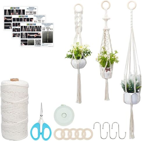 freebloss 3 مجموعات macrame مصنع شماعات عدة macrame الجدار شنقا عدة macrame مصنع الشماعات داخلي شنقا زارع سلة macrame كيت للمبتدئين مع فيديو تعليمي in Saudi Arabia