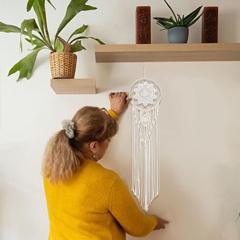 FREEBLOSS 3 Set Moon and Star Macrame Kit - Star Moon Dreamcatcher with Video Instructions - DIY Boho Wall Art - Macrame Wall Decoration for Bedroom Beginners in Saudi Arabia