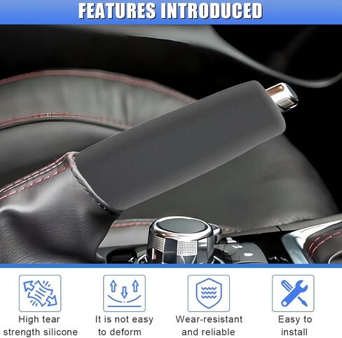 Car Handbrake Cover - Silicone Comfortable Handle Grip Cover Car Parking Brake Lever Decorative Protector - Universal Anti-Slip Brake Grip Sleeve for Cars, Trucks, SUVs (Red) in Saudi Arabia